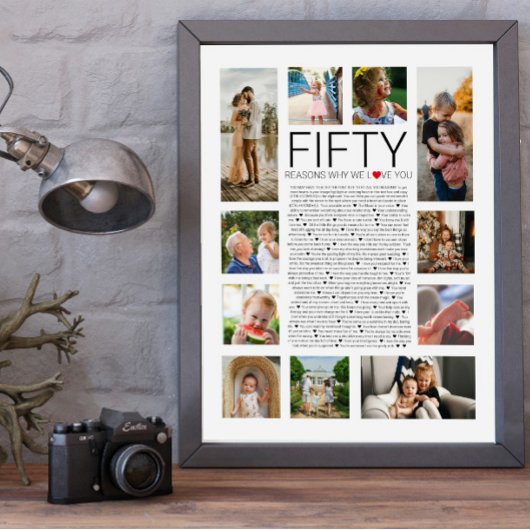 50 redenen waarom we van je houden Fotocollage Poster