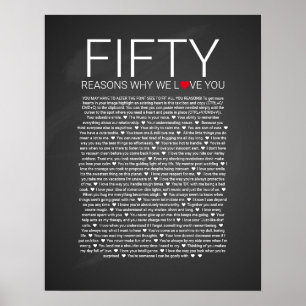 50 redenen waarom we van je houden huwelijksbeloft poster