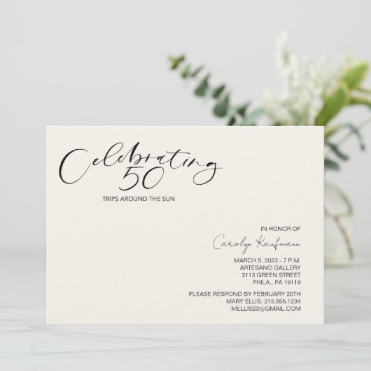 50 reizen rond de Sun Modern Birthday Party Invi Kaart (Staand voorkant)