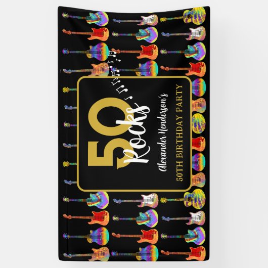 50 Rocks 50e verjaardagsfeestje Naam toevoegen Spandoek (Verticaal)