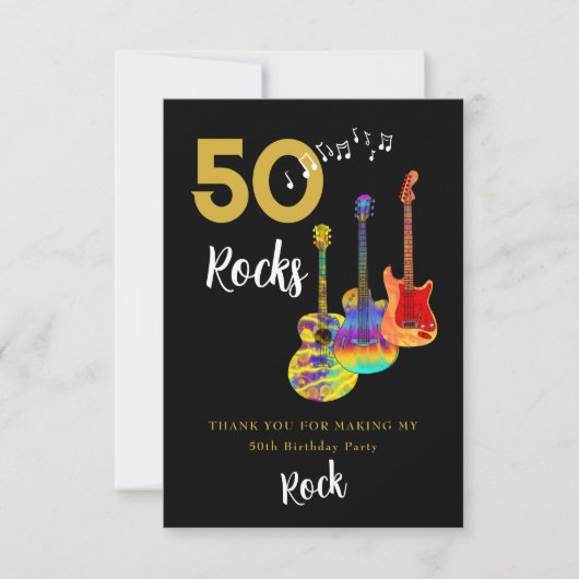 50 Rocks 50ste verjaardagsfeestje dank je Bedankkaart (Voorkant)