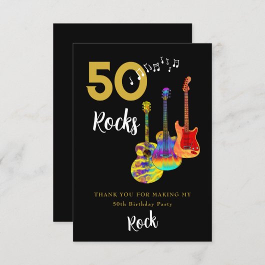 50 Rocks 50ste verjaardagsfeestje dank je Bedankkaart (Voorkant / Achterkant)