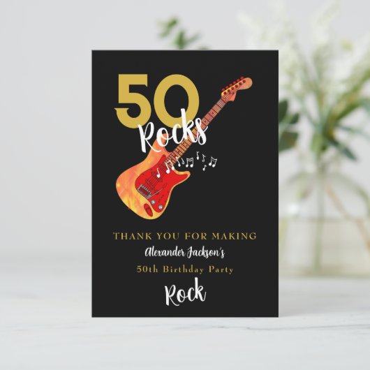 50 Rocks 50ste verjaardagsfeestje dank je Bedankkaart (Staand voorkant)