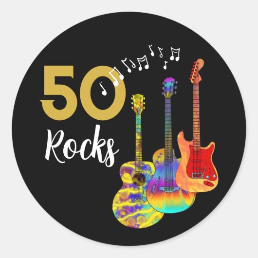 50 Rocks 50ste verjaardagsfeestje Ronde Sticker (Voorkant)