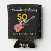 50 Rocks 50ste verjaardagsfeestje roze zwart goud Blikjeskoeler (Achterkant)