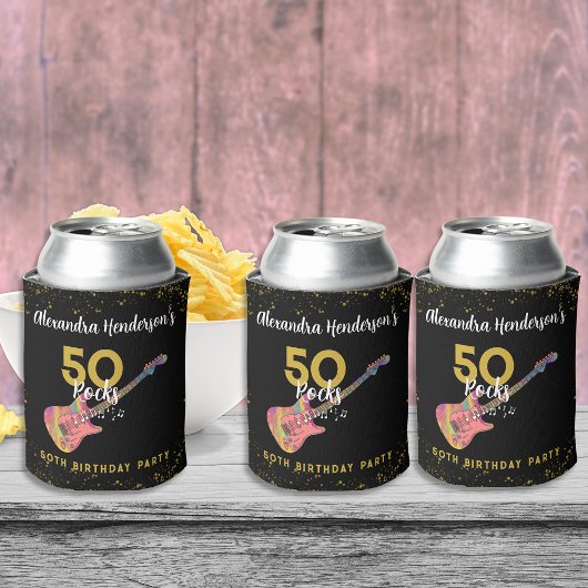 50 Rocks 50ste verjaardagsfeestje roze zwart goud Blikjeskoeler