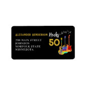 50 Rocks Cool Gitaar 50e Verjaardagsfeestje Etiket (Voorkant)