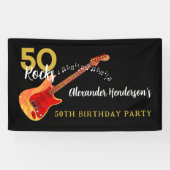 50 Rocks Cool Gitaar 50e Verjaardagsfeestje Spandoek (Horizontaal)