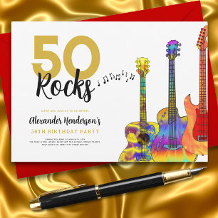 50 Rocks Cool Gitaar 50ste Verjaardagsfeestje Kaart