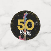 50 Rocks Cool Roze Zwart Goud 50ste Verjaardagsfee Confetti (Kleine voorkant)