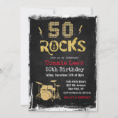 50 Rocks Rockstar Guitar 50th Birthday Invitation Kaart (Voorkant)