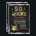 50 Rocks Rockstar Guitar 50th Birthday Invitation Kaart<br><div class="desc">50 Rocks Rockstar elektrische gitaar Metallic zilver Glitter Verrassing 50e verjaardag Uitnodiging</div>