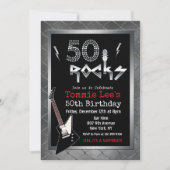 50 Rocks Rockstar Guitar 50th Birthday Invitation Kaart (Voorkant)