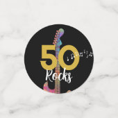 50 Rocks Roze Gitaar 50e Verjaardagsfeestje Confetti (Kleine voorkant)