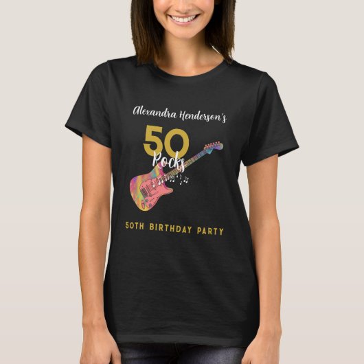 50 Rocks Roze Goud 50e Verjaardagsfeest T-shirt (Voorkant)