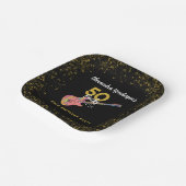 50 Rocks Roze Goud Zwart 50ste Verjaardagsfeestje Papieren Bordje (Gebogen)