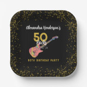 50 Rocks Roze Goud Zwart 50ste Verjaardagsfeestje Papieren Bordje (Voorkant)