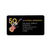 50 Rocks Roze Zwart Goud 50e Verjaardagsfeestje Etiket (Voorkant)