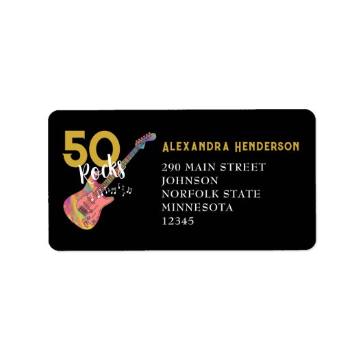 50 Rocks Roze Zwart Goud 50e Verjaardagsfeestje Etiket (Voorkant)