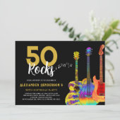50 Rocks Verjaardagsfeest Gitaren Kaart (Staand voorkant)