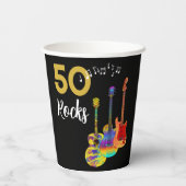 50 Rocks Verjaardagsfeestje Funky gitaar Papieren Bekers (Achterkant)