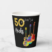 50 Rocks Verjaardagsfeestje Funky gitaar Papieren Bekers (Voorkant)