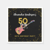 50 Rocks Verjaardagsfeestje Roze Zwart Goud Servet (Voorkant)