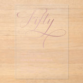 50 Roos Gold Script Black 50e verjaardag Acryl Uitnodigingen (Voorkant)