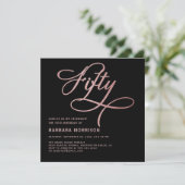 50 Roos Gold Script Black 50e verjaardag Kaart (Staand voorkant)