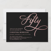 50 Roos Gold Script Black 50e verjaardag Kaart (Voorkant)