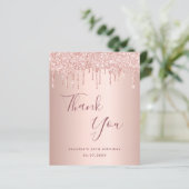 50 roos gouden glitter bedankt voor uw verjaardag (Staand voorkant)