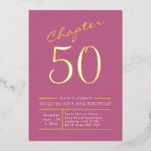 50 Roze 50e verjaardag Gold Folie Uitnodiging (Voorkant)