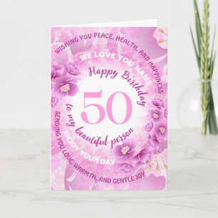 50 Roze Kersenbloesem Bloemige Mijlpaal Verjaardag Kaart