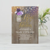 50 Rustieke Verjaardag - Paarse Bloemen Mason Jar  Kaart (Staand voorkant)