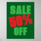 50% Sale Sign, Green and Red Christmas Sale  Poster (Voorkant)
