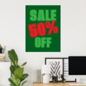 50% Sale Sign, Green and Red Christmas Sale  Poster (Thuiskantoor)