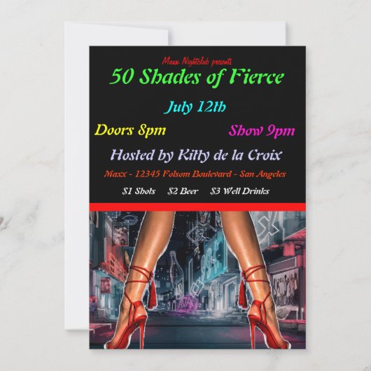 50 Shades of Fierce Event Invitations Kaart (Voorkant)