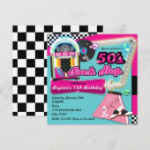 50 SOCK HOP Birthday Party Retro Uitnodiging (Voorkant / Achterkant)