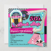 50 SOCK HOP Birthday Party Retro Uitnodiging (Voorkant)