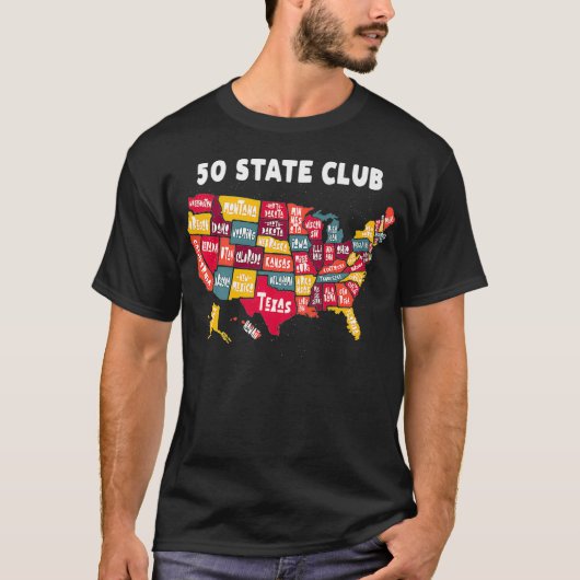 50 State Club Map of America - Collectable for Men T-shirt (Voorkant)