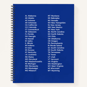 50 staten in alfabetische volgorde – Koninklijk bl Notitieboek