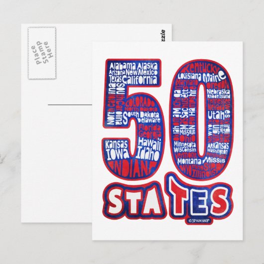 50 STATEN VS BRIEFKAART (Voorkant / Achterkant)