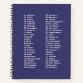 50 States Abbreviations List – Blue Spiral Noteboo Notitieboek (Voorkant)