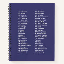50 States Afkortingen Lijst – Blauwe Spiraal Notit