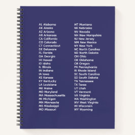 50 States Afkortingen Lijst – Blauwe Spiraal Notit Notitieboek