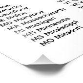 50 States List Alphabetical Order Foto Afdruk (Hoek)