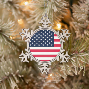 50-sterren Amerikaanse vlag: Old Glory-sterren en  Tin Sneeuwvlok Ornament
