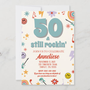 50 & Still Rockin’ Retro Music thema Verjaardag Kaart