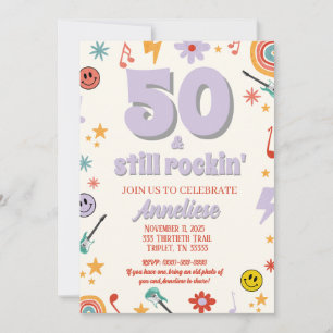 50 & Still Rockin’ Retro Music thema Verjaardag Kaart