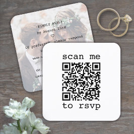 50 stuks eenvoudige QR RSVP & foto-huwelijksbijlag Vierkante Visitekaartje